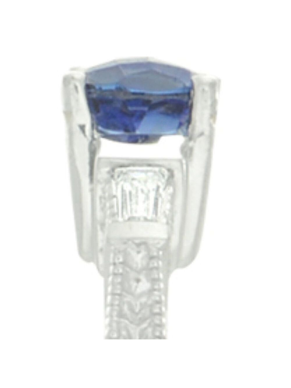 10K White Gold Baguette Diamond and Sapphire Engagement ring - Picture 5 of 5